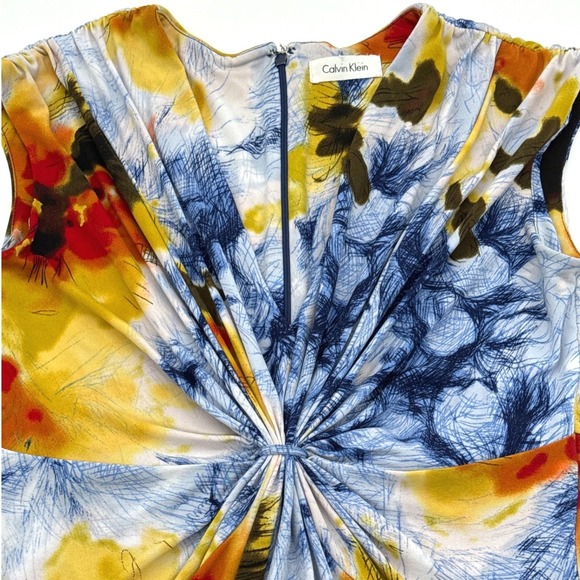 Calvin Klein‎ Tropical 90s Sheath Dress Y2K Floral Career Casual Sundress M - Picture 6 of 10